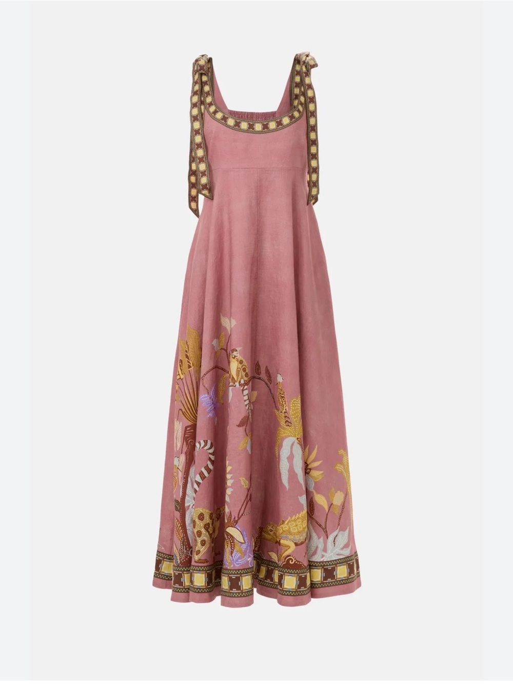 Alemais Dusty Rose Maxi Dress with Gold & Yellow Embroidery